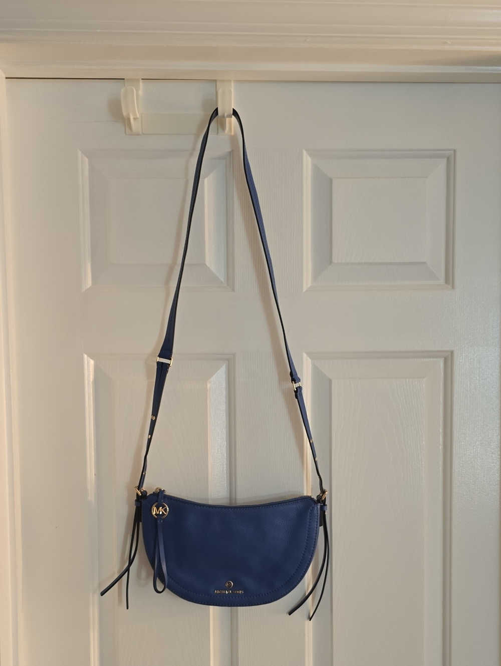 Michael Kors Blue Leather Crescent Crossbody Bag